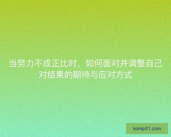当努力不成正比时，如何面对并调整自己对结果的期待与应对方式