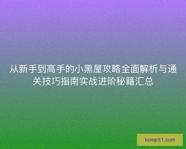 从新手到高手的小黑屋攻略全面解析与通关技巧指南实战进阶秘籍汇总